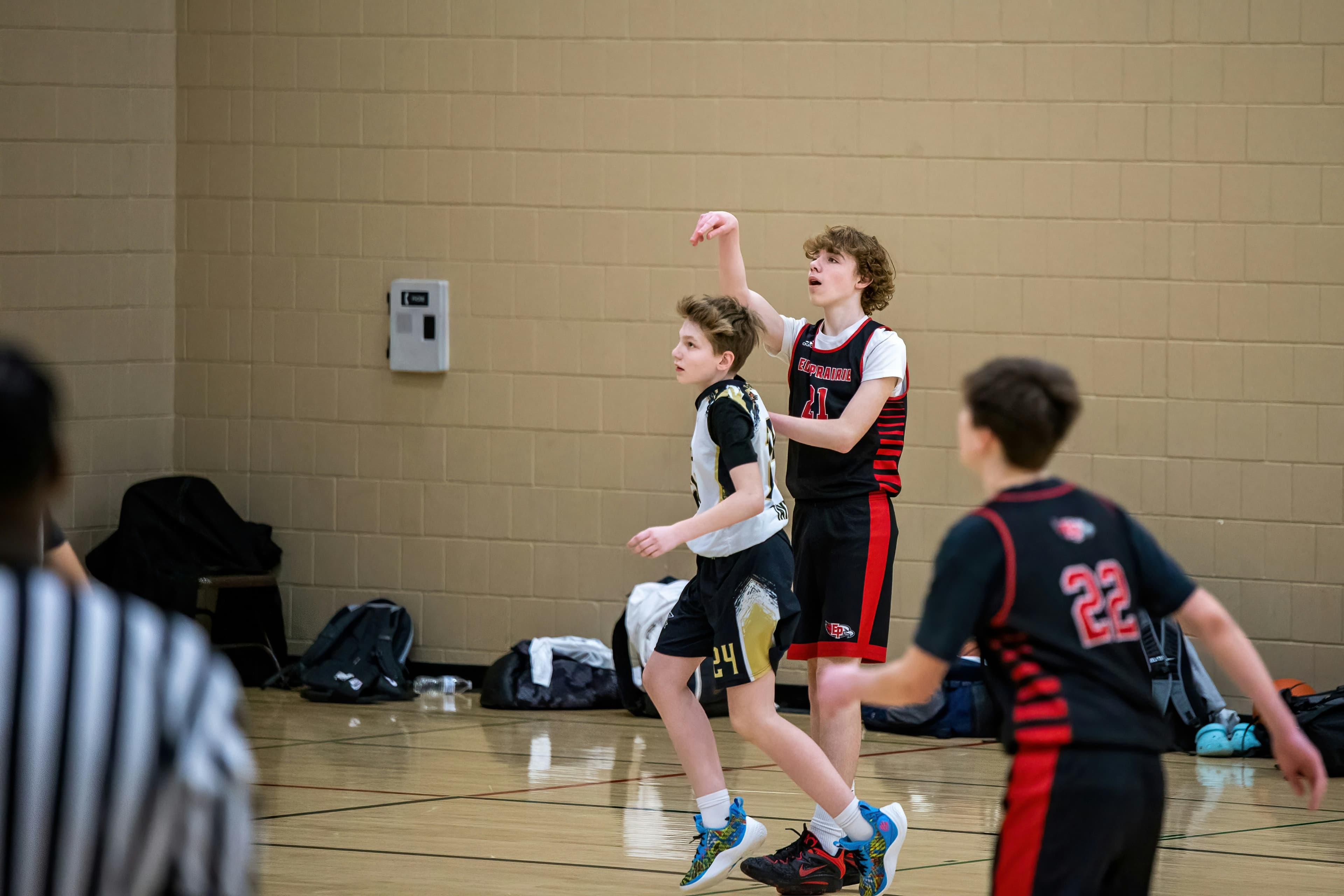 Edmonton youth basketball game during a Vision Elite Academy program